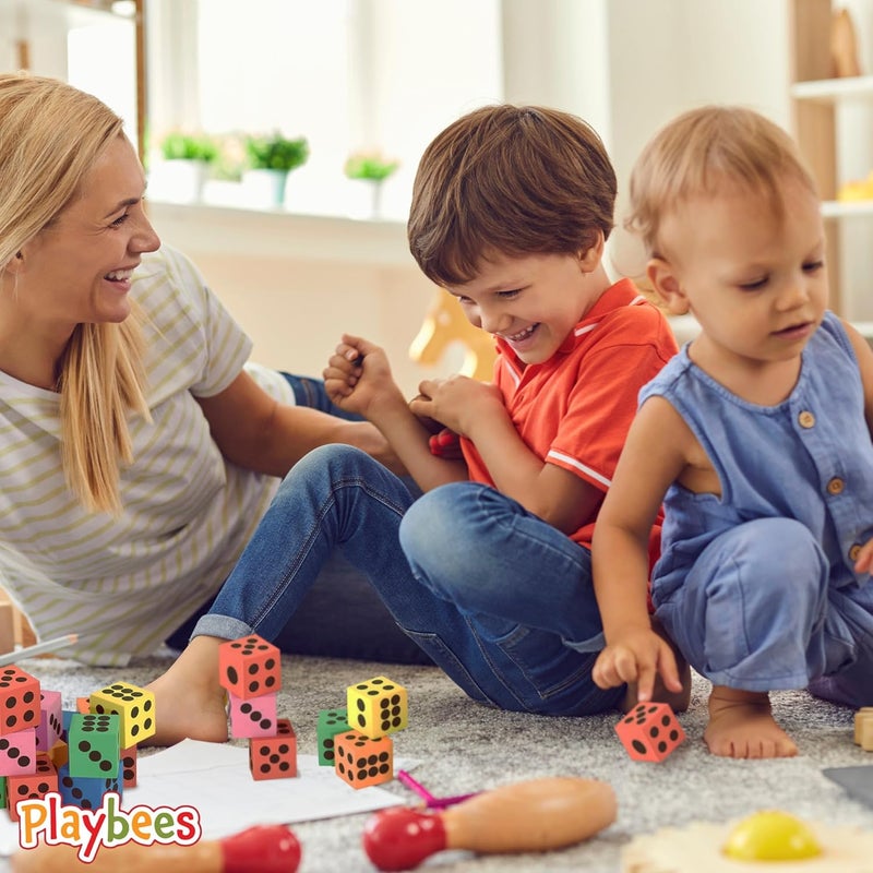 Playbees Big Foam Dice Set - 48-Pack, Jumbo, and Colorful Dice for Kids - Ideal for Boosting Math Skil in The Classroom, Great Gifts, and Party Fun - Image 5